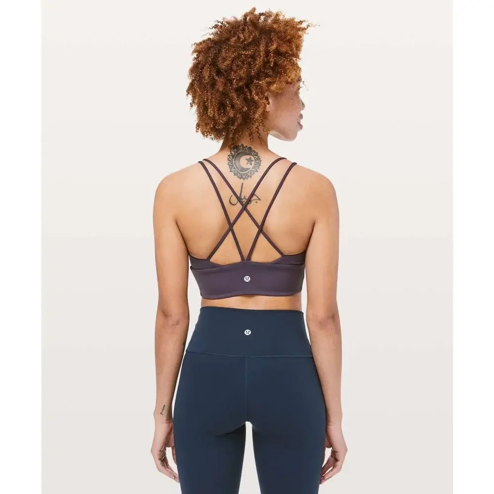 Lululemon Pushing Limits Bra Cyber Purple Size 6 Strappy Longline - Picture 8 of 9